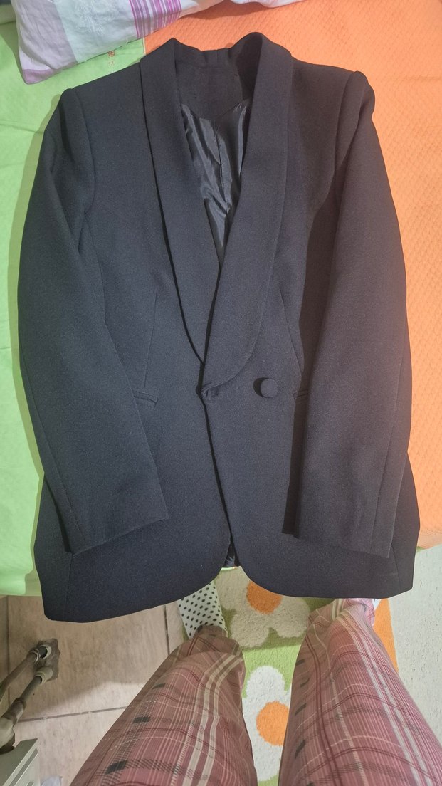 Düğmeli Siyah Kadın Blazer Ceket - Görsel 2