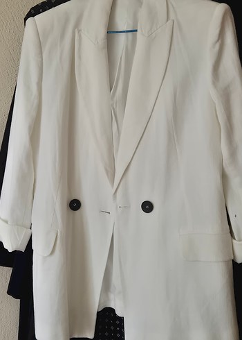 Kadın Beyaz Keten Blazer Ceket