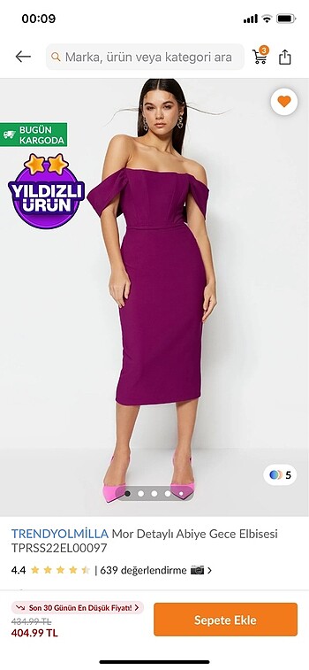 36 Beden mor Renk Trendyolmilla elbise