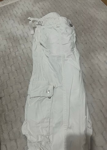 Pull bear kargo pantolon beyaz kadın - Görsel 3