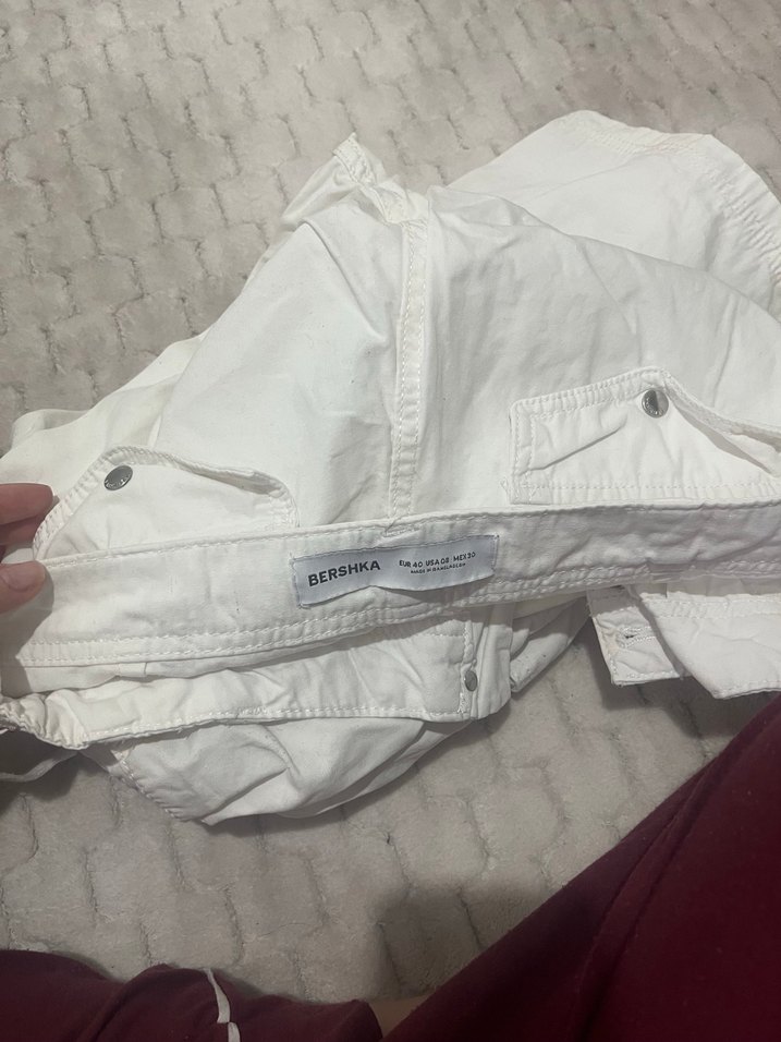 Pull bear kargo pantolon beyaz kadın - Görsel 2