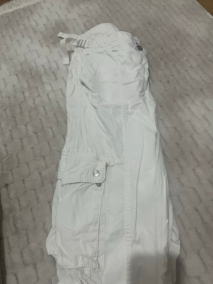 Pull bear kargo pantolon beyaz kadın - Görsel 3