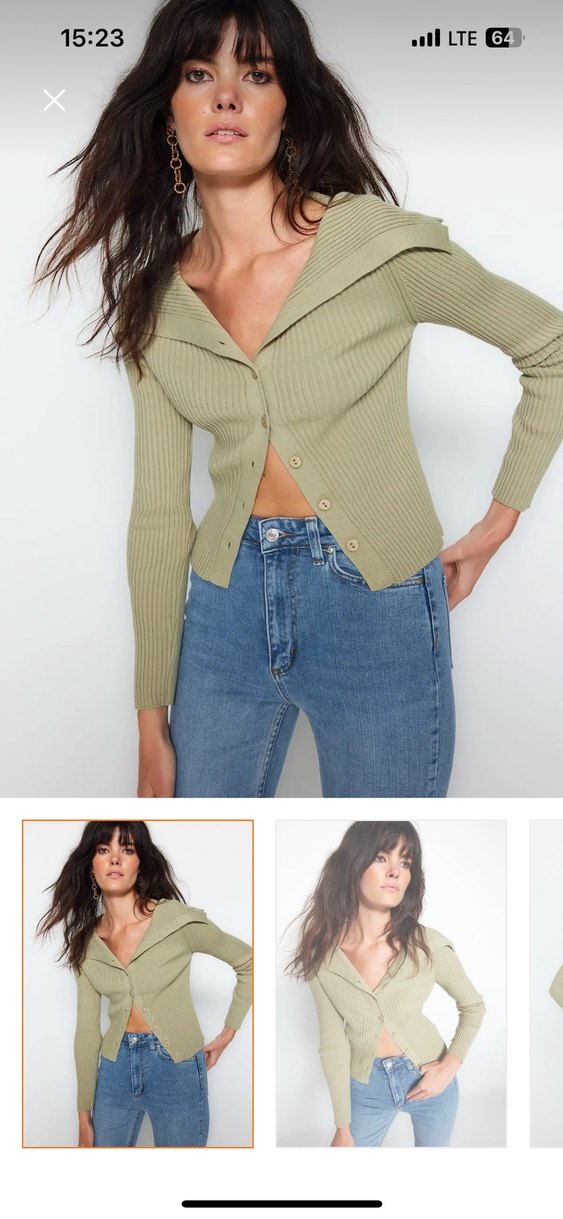 Bej Kadın Triko Uzun Kollu Fitted Kazak - Görsel 2