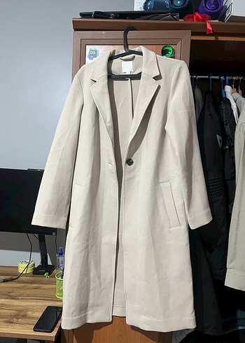 Kadın Bej Düğmeli Midi Kaban - Görsel 2