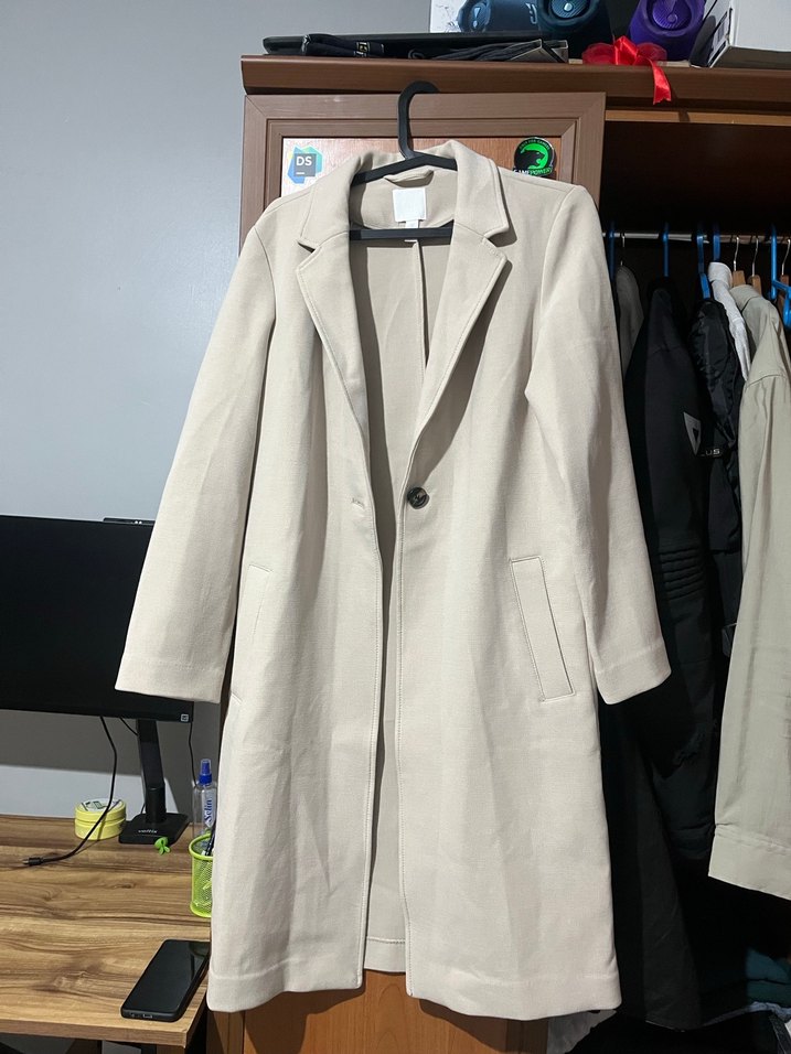 Kadın Bej Düğmeli Midi Kaban - Görsel 2