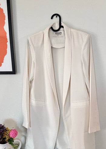 Fabrika People By Fabrika Klasik Ekru Uzun Blazer Ceket