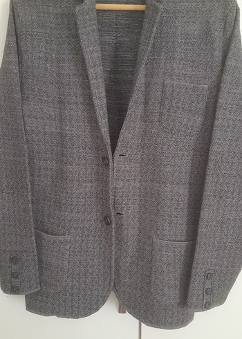 Düğmeli Gri Erkek Yün Ceket - Görsel 4