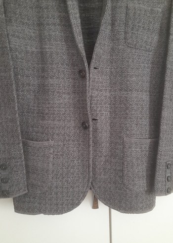 Düğmeli Gri Erkek Yün Ceket - Görsel 6