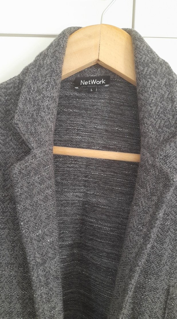 Düğmeli Gri Erkek Yün Ceket - Görsel 2