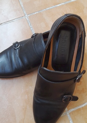 Siyah Deri Tokalı Klasik Ayakkabı - Görsel 6