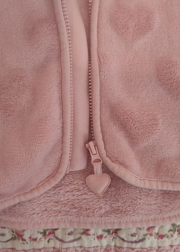 6-9 Ay Beden Kız Çocuk Pembe Kapüşonlu Nakışlı Mont