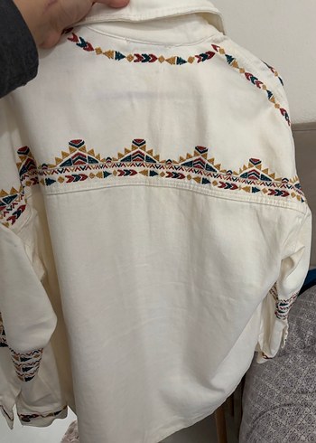 Nakışlı Bohem Kadın Gömlek Keten - Görsel 3