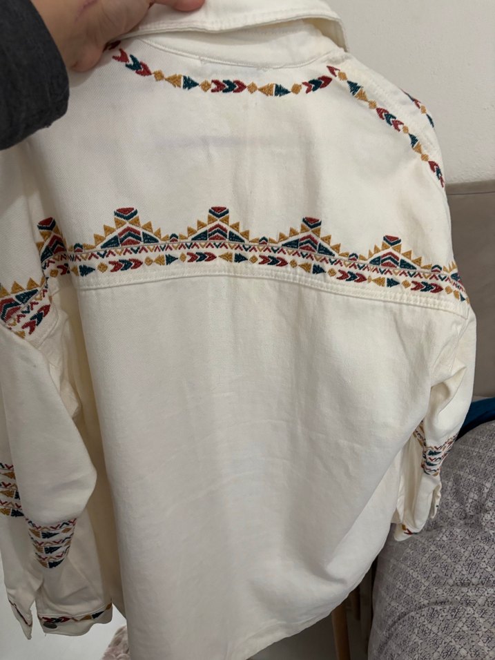 Nakışlı Bohem Kadın Gömlek Keten - Görsel 3