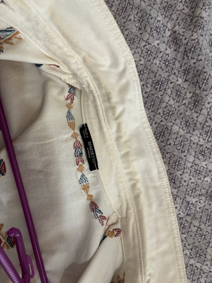 Nakışlı Bohem Kadın Gömlek Keten - Görsel 4