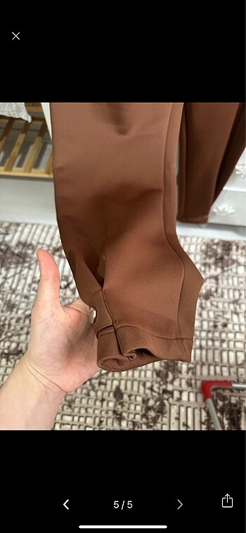 42 Beden kahverengi Renk Scuba kumaş pantalon