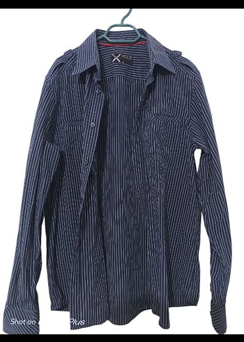 Gri Çizgili Denim Erkek Gömlek kışlık - Görsel 3