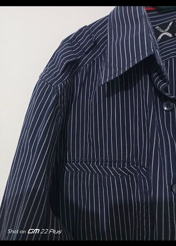 Gri Çizgili Denim Erkek Gömlek kışlık - Görsel 6