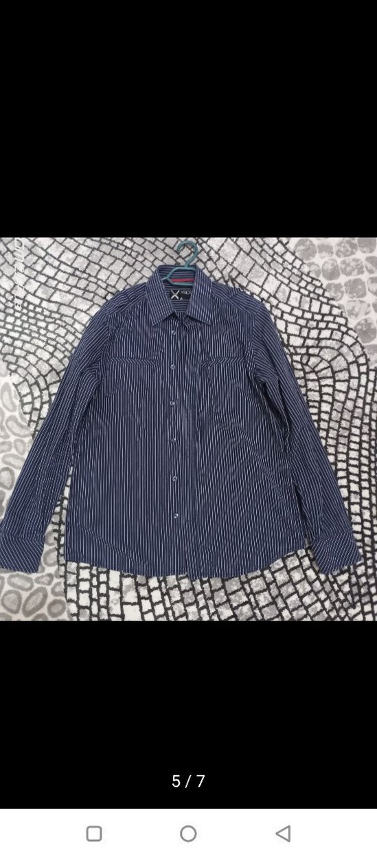 Gri Çizgili Denim Erkek Gömlek kışlık - Görsel 5