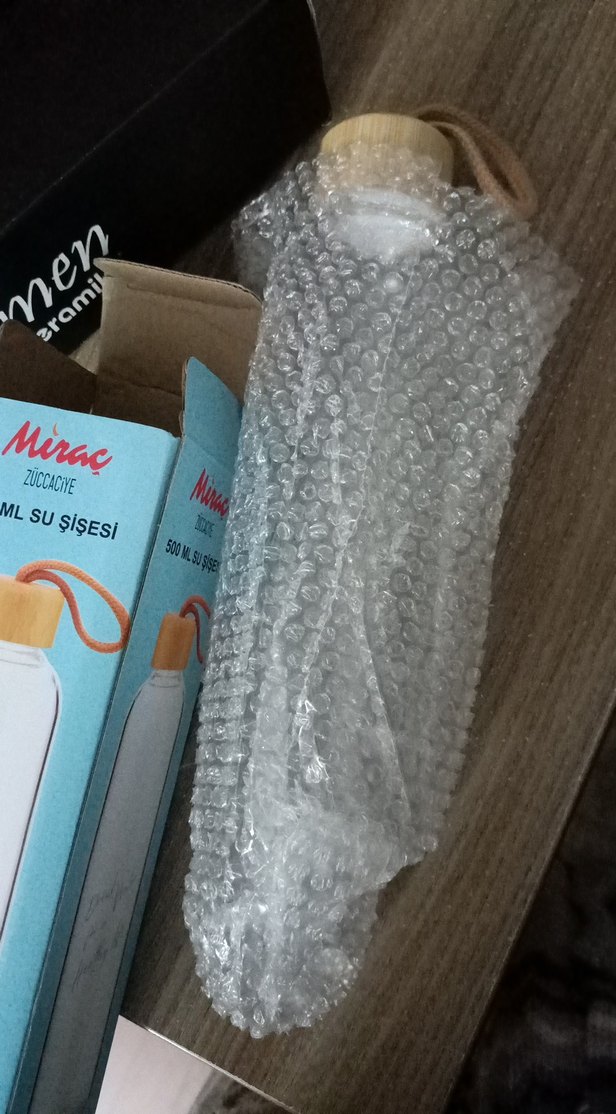 Cam  500 ML bambu kapak Su Şişesi - Görsel 2