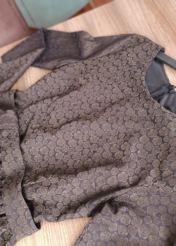 Uzun Kollu  halı jakar kumaş Elbise - Görsel 5