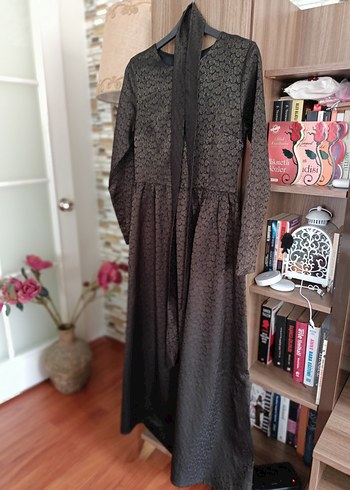 Uzun Kollu  halı jakar kumaş Elbise - Görsel 15