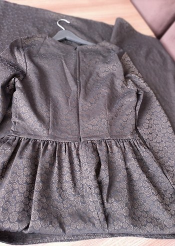 Uzun Kollu  halı jakar kumaş Elbise - Görsel 7