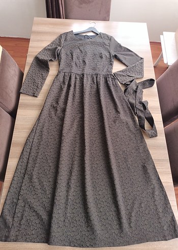 Uzun Kollu  halı jakar kumaş Elbise - Görsel 10