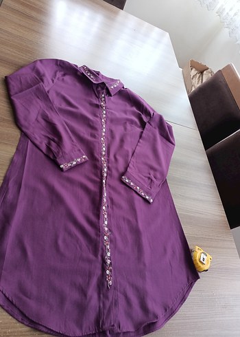 Nakışlı Mor Kadın Gömlek - Görsel 8