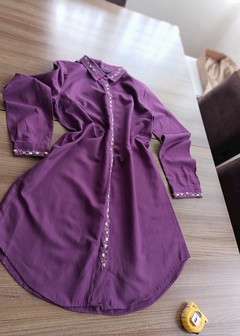 Nakışlı Mor Kadın Gömlek - Görsel 13