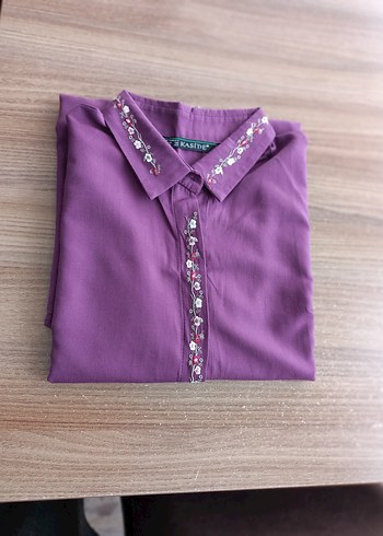 Nakışlı Mor Kadın Gömlek - Görsel 2