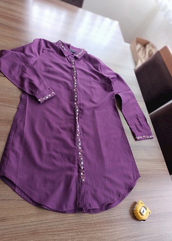 Nakışlı Mor Kadın Gömlek - Görsel 14