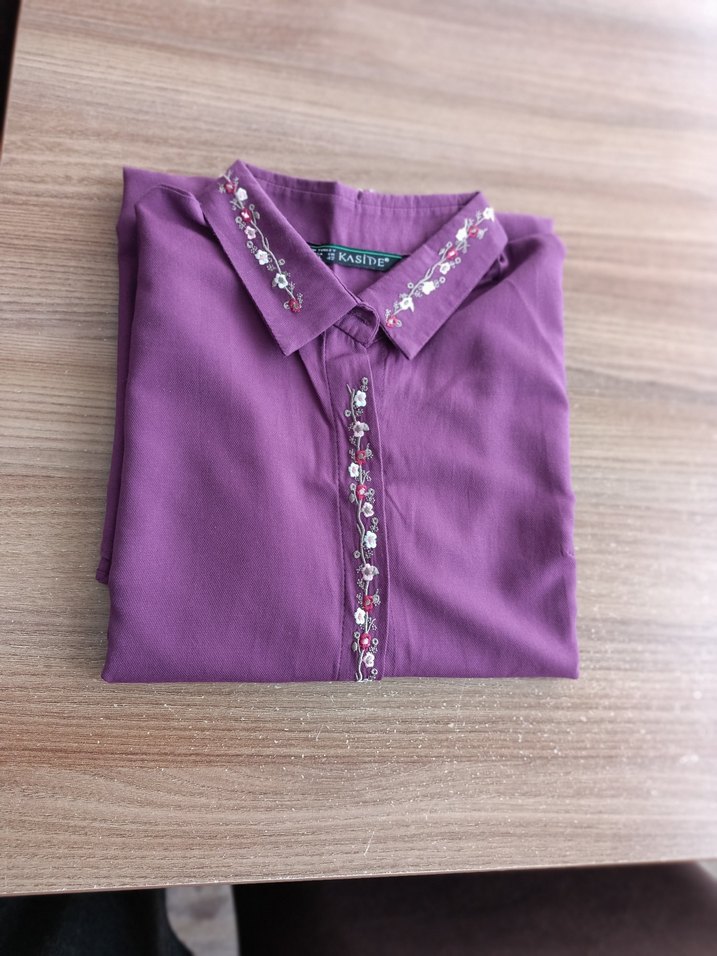 Nakışlı Mor Kadın Gömlek - Görsel 2