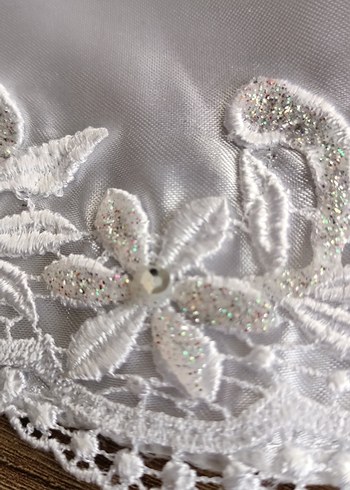 İşlemeli Beyaz gelinlik Örtü - Görsel 5