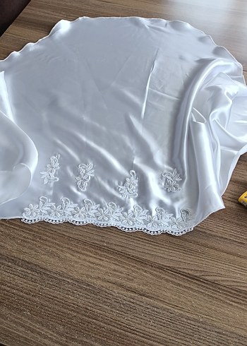 İşlemeli Beyaz gelinlik Örtü - Görsel 3
