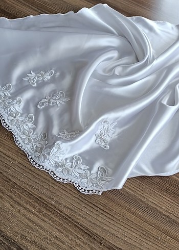 İşlemeli Beyaz gelinlik Örtü - Görsel 6