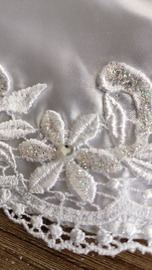 İşlemeli Beyaz gelinlik Örtü - Görsel 5