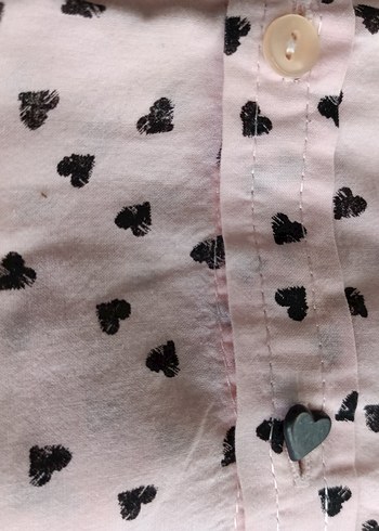 Pembe Kalp Desenli Uzun Kollu Kadın Gömlek - Görsel 11