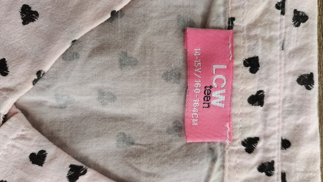 Pembe Kalp Desenli Uzun Kollu Kadın Gömlek - Görsel 5