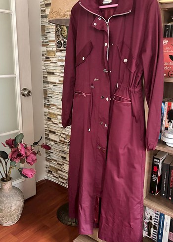 Bordo Uzun Kadın Düğmeli marka trençkot - Görsel 2