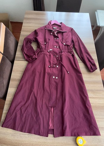 Bordo Uzun Kadın Düğmeli marka trençkot - Görsel 5
