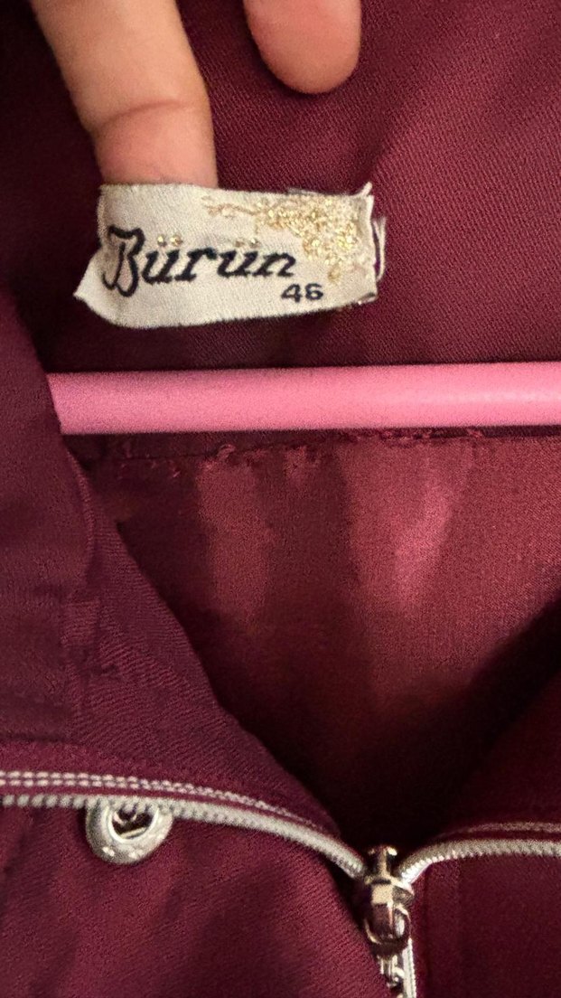 Bordo Uzun Kadın Düğmeli marka trençkot - Görsel 4