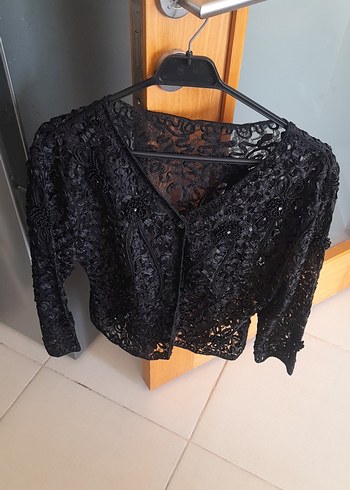Dantel Detaylı Siyah Gotik Kadın Ceket