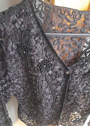 38 Beden Dantel Detaylı Siyah Gotik Kadın Ceket