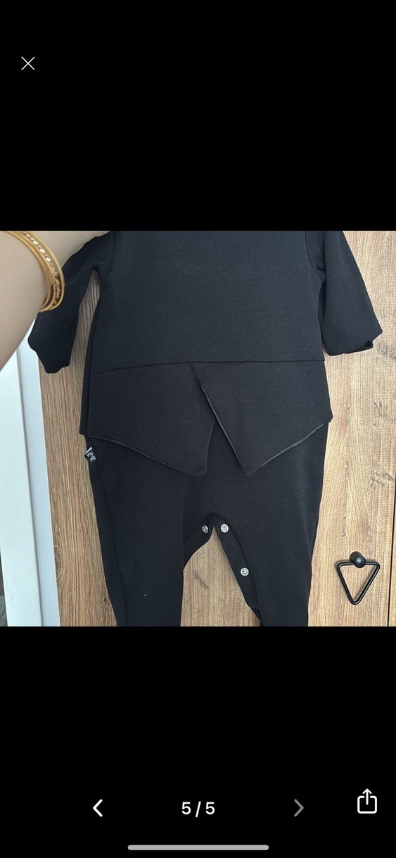 Düğmeli Siyah Midi Tuxedo, Notch Yaka, Uzun Kollu 3-4 ay - Görsel 3