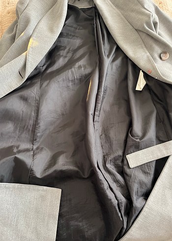 Gri Kruvaze Yaka Kaban - Görsel 4