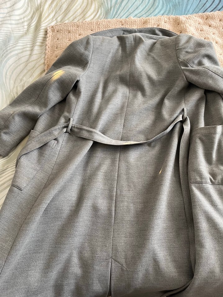 Gri Kruvaze Yaka Kaban - Görsel 5