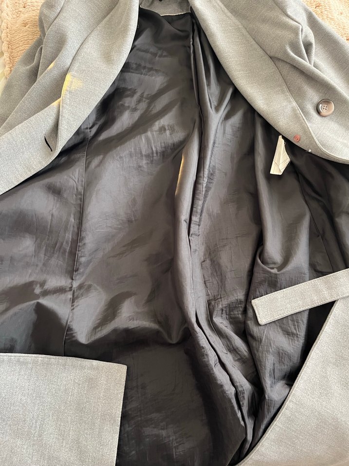 Gri Kruvaze Yaka Kaban - Görsel 4