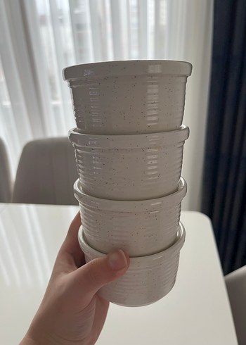 Beyaz Seramik Küçük Saklama Kapları suffle kabı - Görsel 3