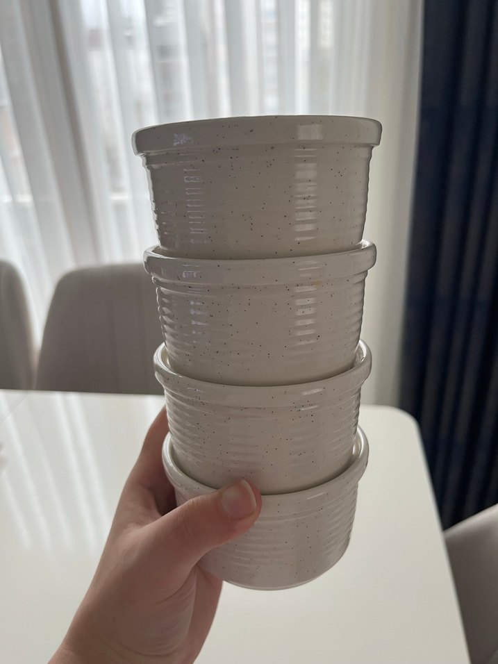 Beyaz Seramik Küçük Saklama Kapları suffle kabı - Görsel 3