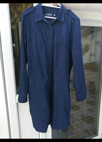 Lacivert Uzun Kollu Denim Tunik